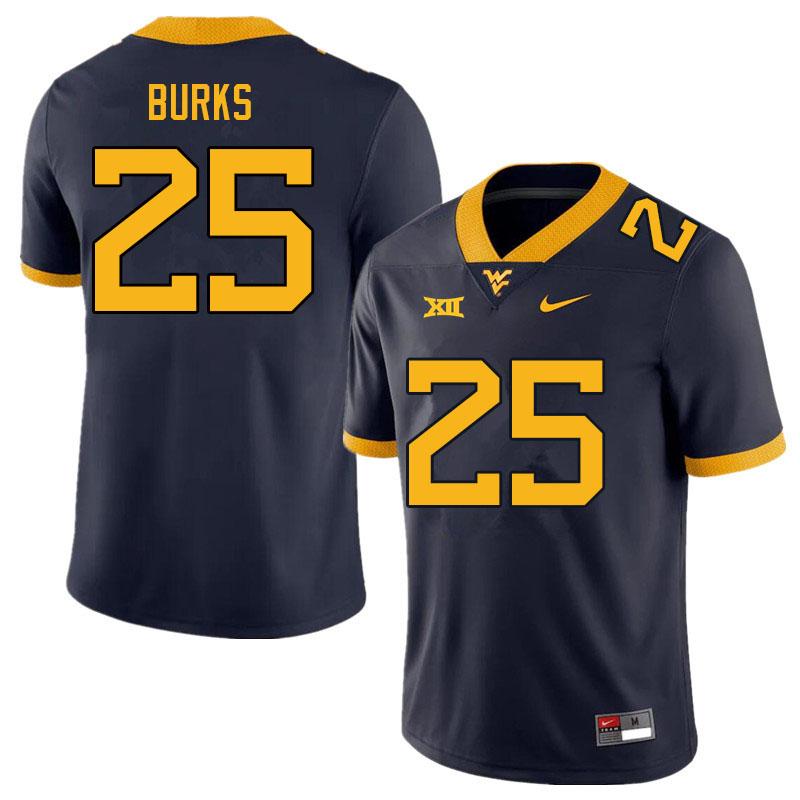 NCAA Men's Aubrey Burks West Virginia Mountaineers Navy #25 Nike Stitched Football College Authentic Jersey UN23X10RI
